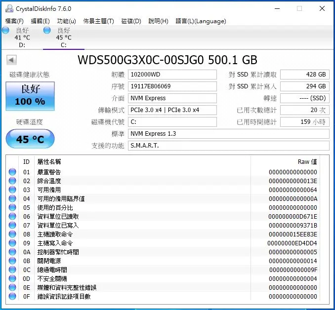Black SN750 WD NVMe M.2 SSD 效能測試 2 04_ WD BLACK SN750 NVME SSD CrystalDiskInfo