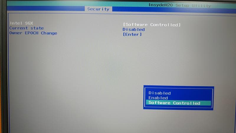 27 BIOS 選單 Security  page Intel SGX Lenovo Y530