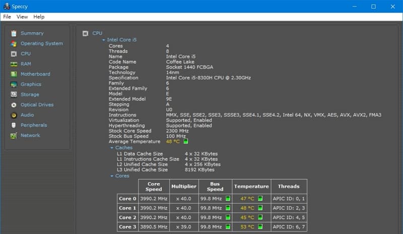 32 BIOS 選單與筆電效能測試 Lenovo Y530  Speccy CPU規格