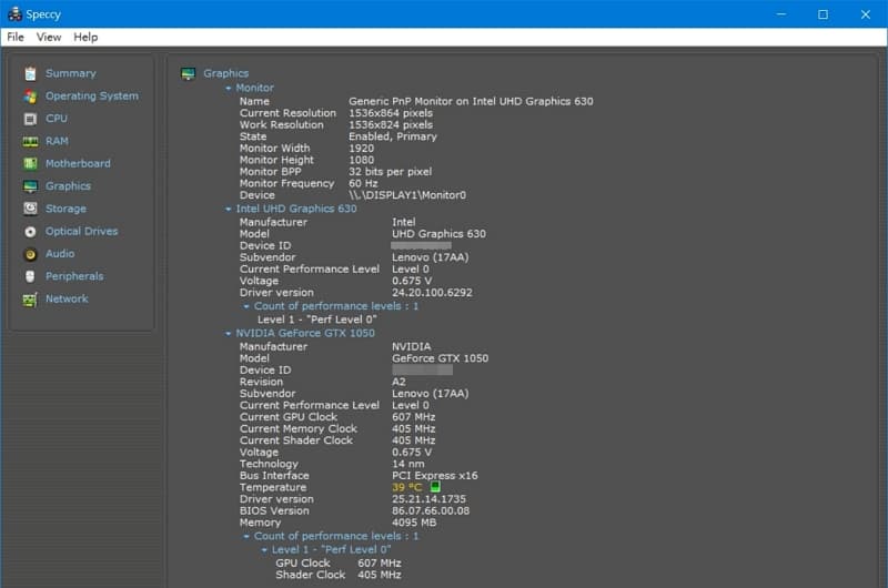35 BIOS 選單與筆電效能測試 Lenovo Y530  Speccy 繪圖晶片