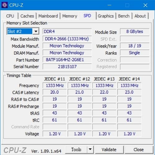 47 Lenovo Y530  CPU-Z DDR4-2666 8GB模組​ 1