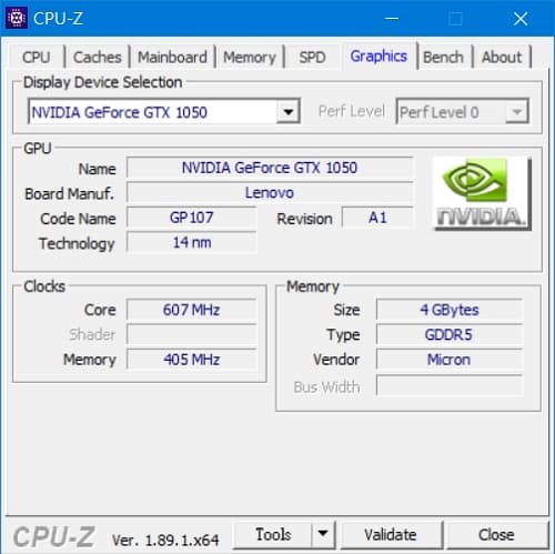 49 Lenovo Y530 CPU-Z GEFORCE GTX 1050 4GB