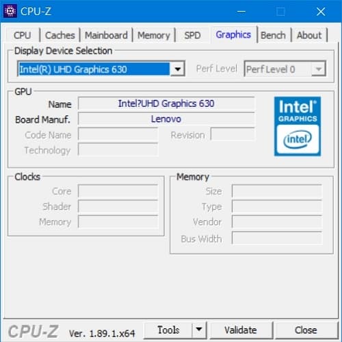 50 Lenovo Y530 CPU-Z Intel HD Graphics 630