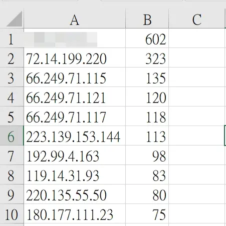 03 分析Apache log，方法 1 excel 巨集 統計IP連線次數