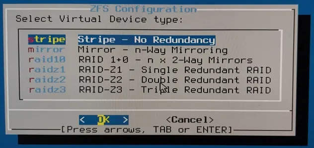 06 virtual device type Stripe mirror RAID 1+0 raid-z1 raid-z2 raid-z3