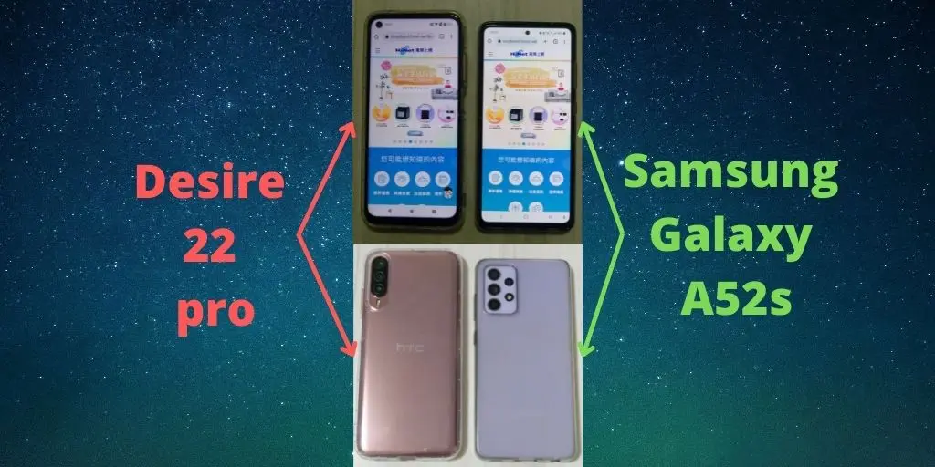 01 HTC Desire 22 pro vs Samsung Galaxy A52s size top bottom 1024x512