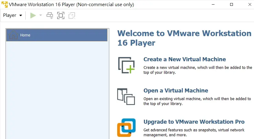 03 4款虛擬機器(Virtual Machine)評比 VMware Workstation Player 管理介面