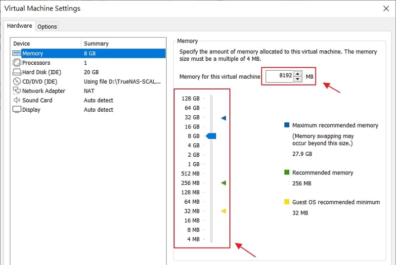 11 adjust memory capacity for guest os in vmware