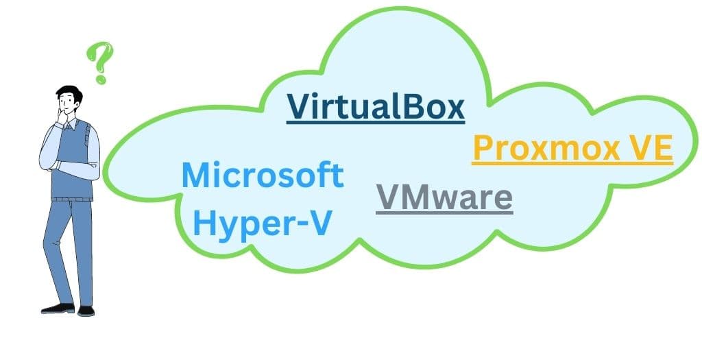 01 how to chose vm software - VirtualBox, VMware workstation player, hyper-v, proxmox ve