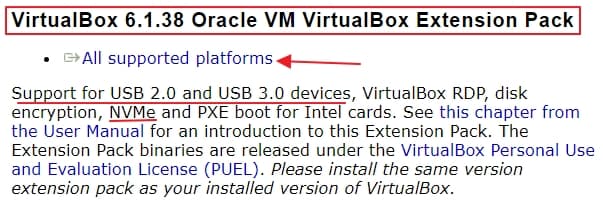 06 Oracle VM VirtualBox Extension Pack download and features