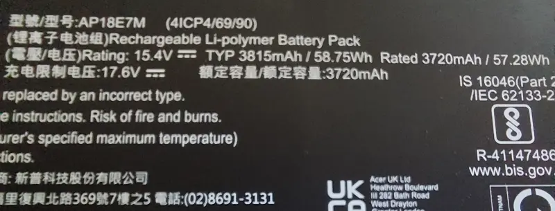 04 Acer Swift X SFX14 SK battery model name
