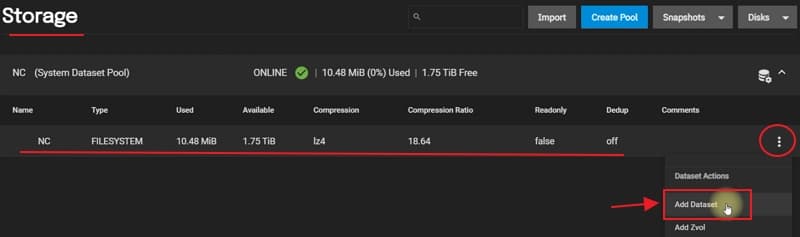 【免費】雲端硬碟伺服器架設在Windows 10/11的不藏私分享 11 06 在Windows 10架設雲端硬碟伺服器 add dataset in TrueNAS scale