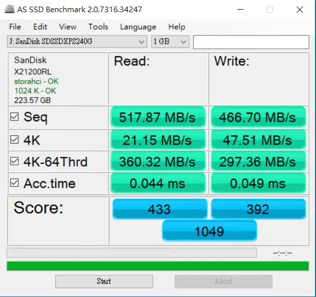43 SSD Align1024 benchmark