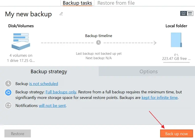 05 Paragon Backup Recovery 17 CE - backup now
