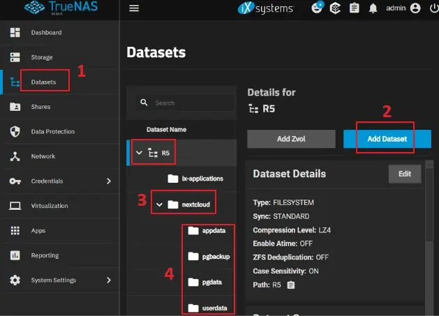 06 add dataset in TrueNAS SCALE