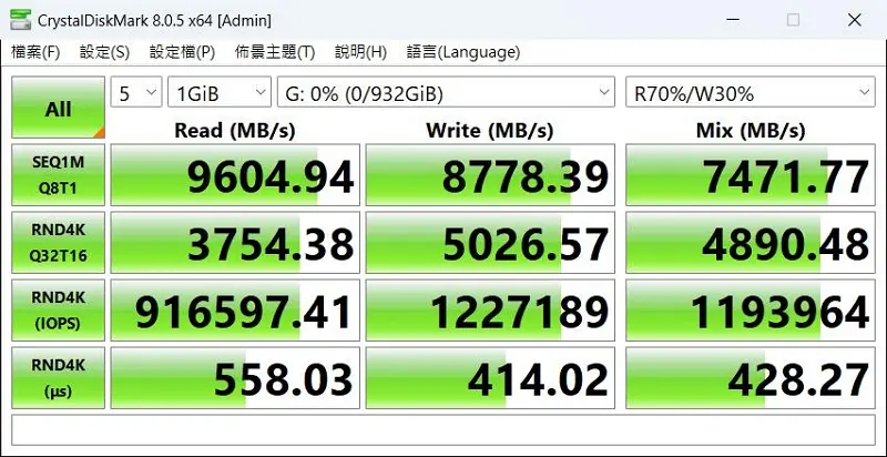 04 Seagate_FireCuda-540 PCIe 5.0 SSD CrystalDiskMark Result