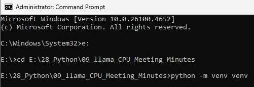 AI 會議紀錄神器,上班族自架 Windows 11 + LLaMA 生成中英文摘要實作 2 251712_01 AI 會議紀錄神器_create_virtualEnvironment